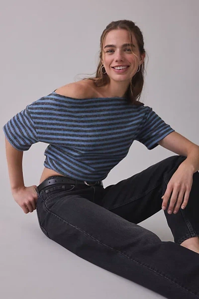 Lioness Wildlands Asymmetric Off-the-shoulder Tee In Blue, Women's At Urban Outfitters