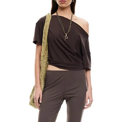 Lioness Wildlands One Shoulder Top In Brown