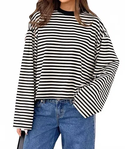 Lioness Wine Down Long Sleeve Top In Black