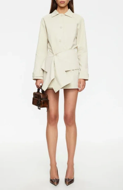 Lioness Wiseguy Long Sleeve Cotton Mini Shirtdress In Neutral