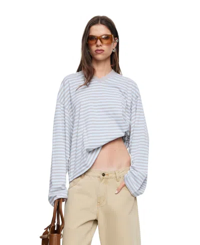 Lioness Women's Bloom Striped V-neck Long-sleeve T-shirt In Blue