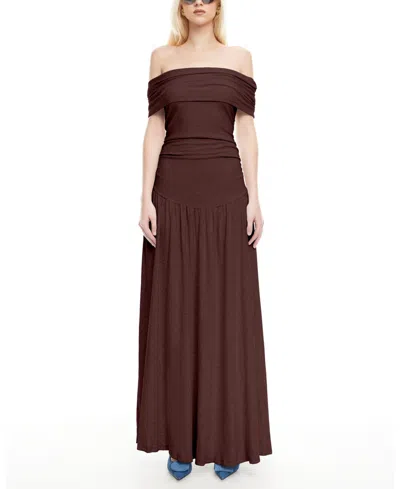 LIONESS WOMEN'S FIELD OF DREAMS OFF-THE-SHOULDER MAXI DRESS