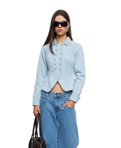 Lioness Women's Form Denim Cropped Double-breasted Jacket In Pattern