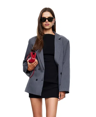 Lioness Women's Hills Double-breasted Oversized Pinstripe Blazer In Gray
