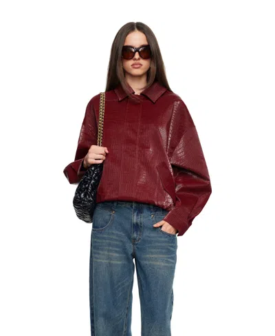 Lioness Women's Kenny Crocodile-embossed Unlined Bomber In Burgundy