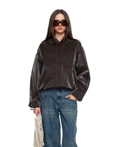 Lioness Women's Kenny Crocodile-embossed Unlined Bomber In Black