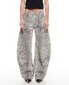 Lioness Horseshoe Beige Faded Leopard Print Ultra Wide-leg Jeans In Gray