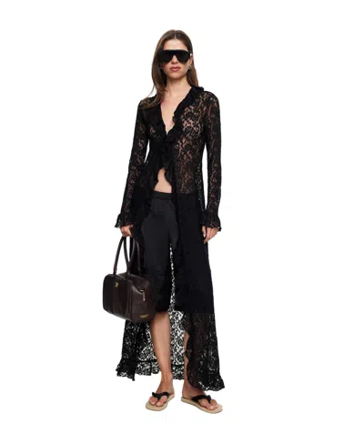 Lioness Women's Long Nights Long-sleeve Lace V-neck Maxi Dress In Pink