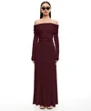 Lioness Women's Long-sleeve Field Of Dreams Maxi Dress In Burgundy