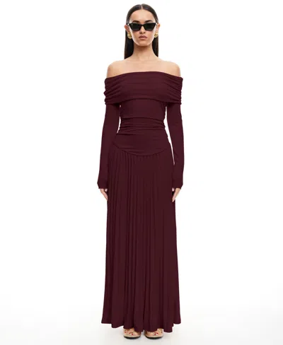 Lioness Women's Long-sleeve Field Of Dreams Maxi Dress In Burgundy