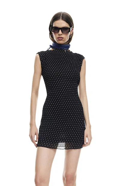 Lioness Mariner Mini Dress Noir Polka In Black
