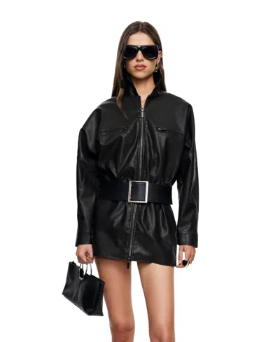 Lioness Women's Night Shift Faux Leather Moto Jacket In Vinyl