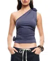 Lioness Rendezvous One Shoulder Top In Blue