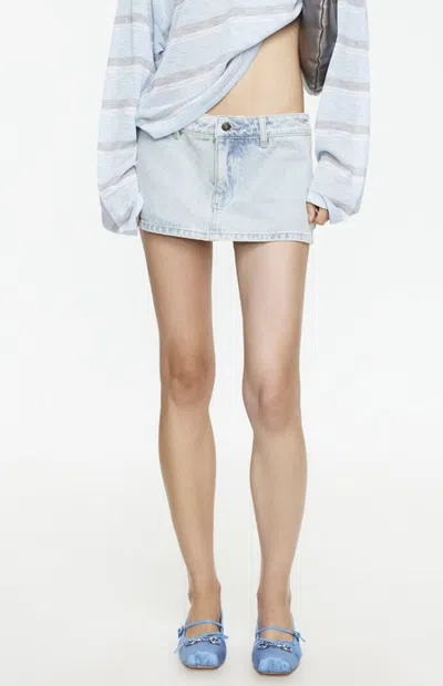 Lioness Women's Rhode Denim Mini Skort In Light Wash Denim In Blue
