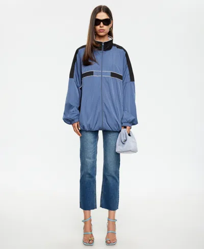 Lioness Women's Rhode Windbreaker Funnel Neck Jacket In Blue