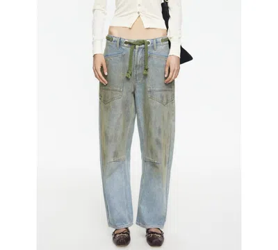 Lioness Women's Rush Hour Tie-front Side Jeans In Blue