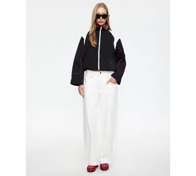 Lioness Women's Shoreline Windbreaker High Neck Jacket In Black