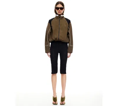 Lioness Women's Shoreline Windbreaker High Neck Jacket In Green