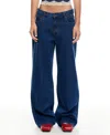 Lioness Slouched Tie Up Jeans In Dark Denim