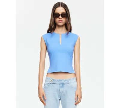 Lioness Tribeca Cap Sleeve Crop Top In Blue