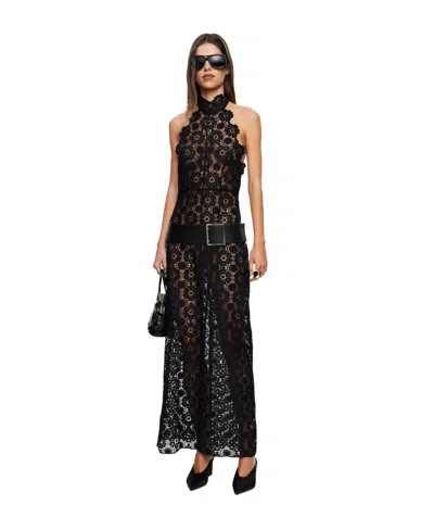 Lioness Women's Trophy Halter Lace Open-back Maxi Dress In Noir