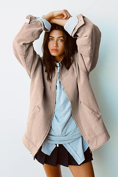 Lioness Workwear Canvas Barn Jacket In Stone, Women's At Urban Outfitters