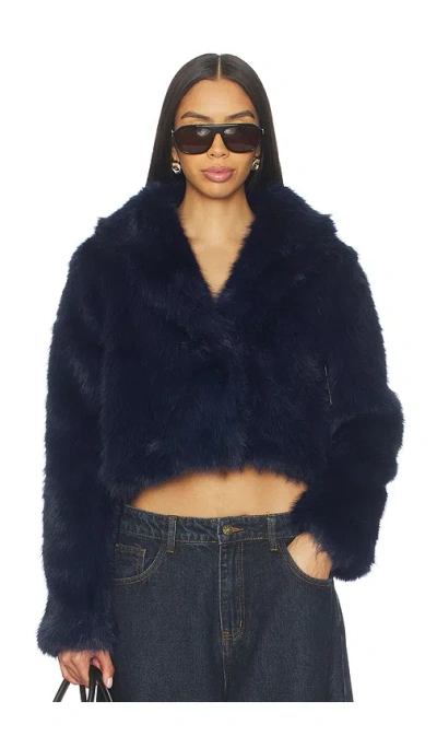 Lioness X Revolve Madame Faux Fur Jacket In Blue