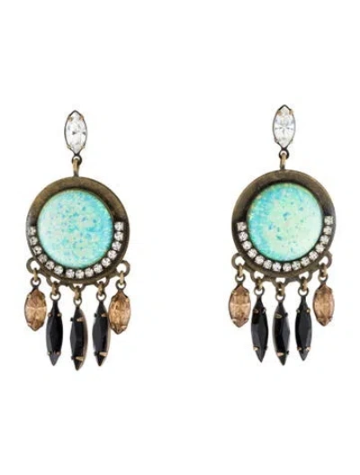 Pre-owned Lionette By Noe Sade Crystal & Resin Zimba Drop Earrings