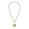 Lionheart 14k Cassandane Large Sun Medallion Trombone Necklace In Gold