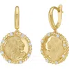 Lionheart 14k Gold Leo Diamond Bead Zodiac Dangle Earrings In Brown