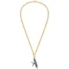 Lionheart 14k Gold Wings Of Love Sapphire Swallow Charm Rolo Necklace In Gold