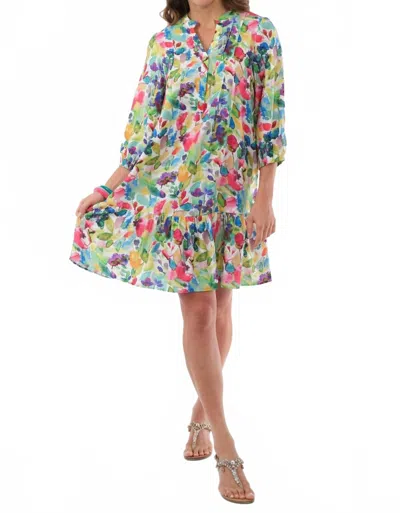 Lior Bright Floral Dress In White In Multi