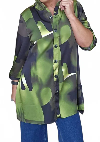 Lior Envy Button Down Top In Green