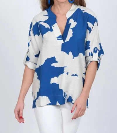 Lior Frida Blouse In Azure Cloud Print In Blue