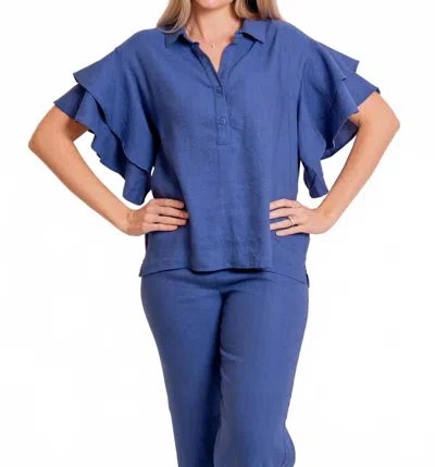 Lior Harmony Short Sleeve Top In True Blue