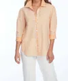 Lior Heidi Striped 3/4 Sleeve Blouse In Orange/white In Multi