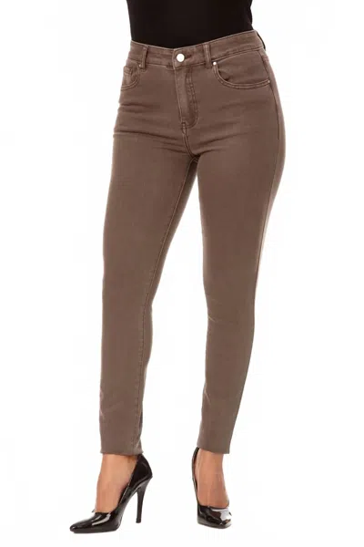 Lior High Waisted Jeans In Dark Taupe In Brown