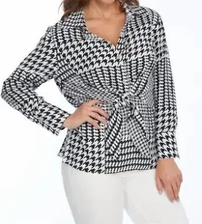 Lior Hudson Tie Front Top In Black And White In Multi
