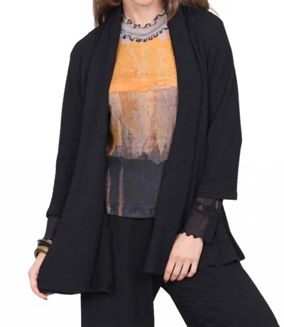 Lior Kit Waffle Cardigan In Black