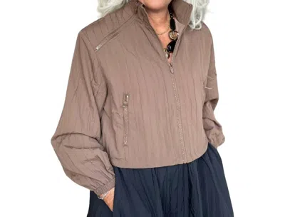 Lior Sterling Crop Moto Jacket In Mocha In Pattern