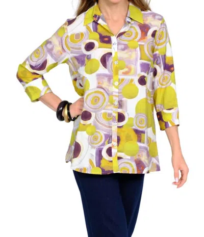 Lior Valor Button Down Tunic With Pocket Details In Lime In White
