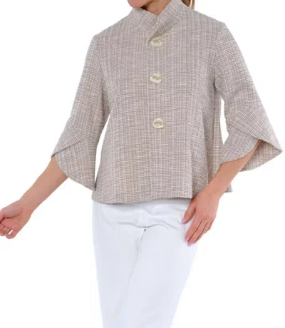 Lior Vaya Three Button Jacket With Tulip Sleeve In Beige In Gray