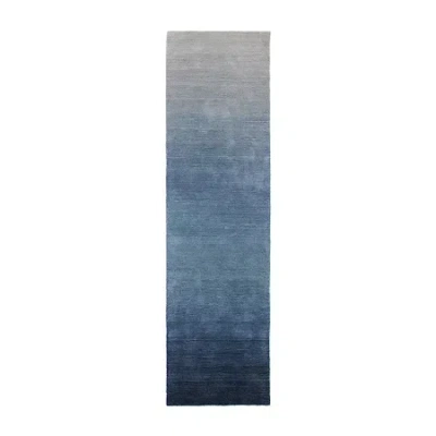 Liora Manne Arca Ombre Wool 2'x7'6" Indoor Rectangular Runner In Blue