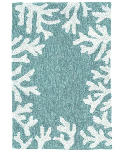 Liora Manne Capri Coral Border 1'8"x2'6" Area Rug In Aqua