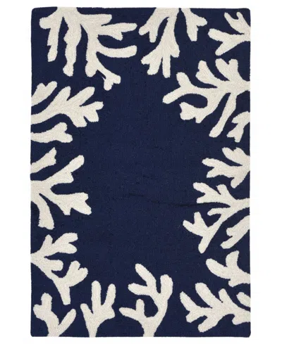 Liora Manne Capri Coral Border 1'8"x2'6" Area Rug In Navy