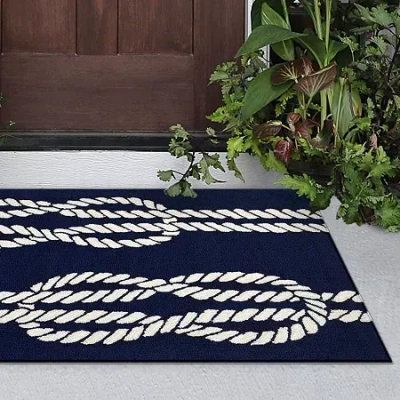 Liora Manne Capri Ropes Hand Tufted Indoor Outdoor Rectangular Accent Rug In Blue