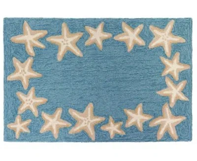 Liora Manne Capri Starfish Border Rug Collection In Aqua