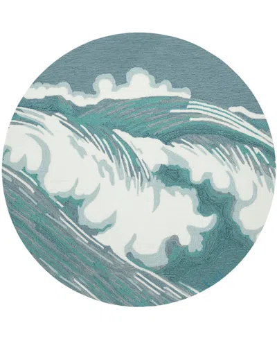 Liora Manne Capri Wave 8'x8' Round Area Rug In Aqua