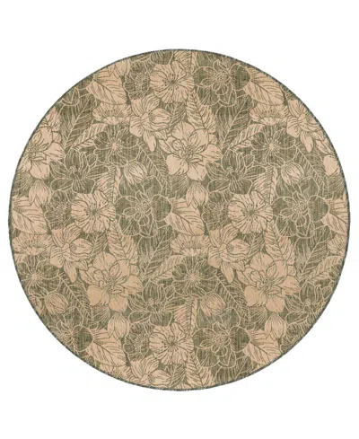 Liora Manne Carmel Botanical 7'10"x7'10" Round Area Rug In Green