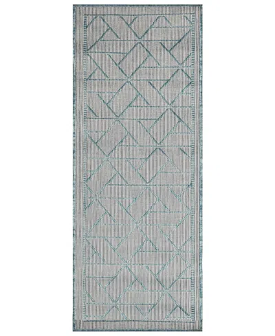 Liora Manne Carmel Pyramid 1'11"x4'11" Runner Area Rug In Aqua